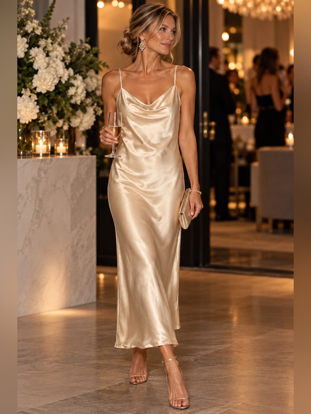 Thirty/Thirty LA Ivory Satin Slip Dress Size Large